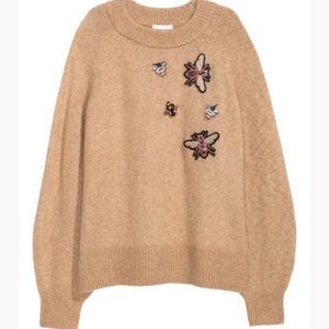 H&M sweater with beaded appliqués
